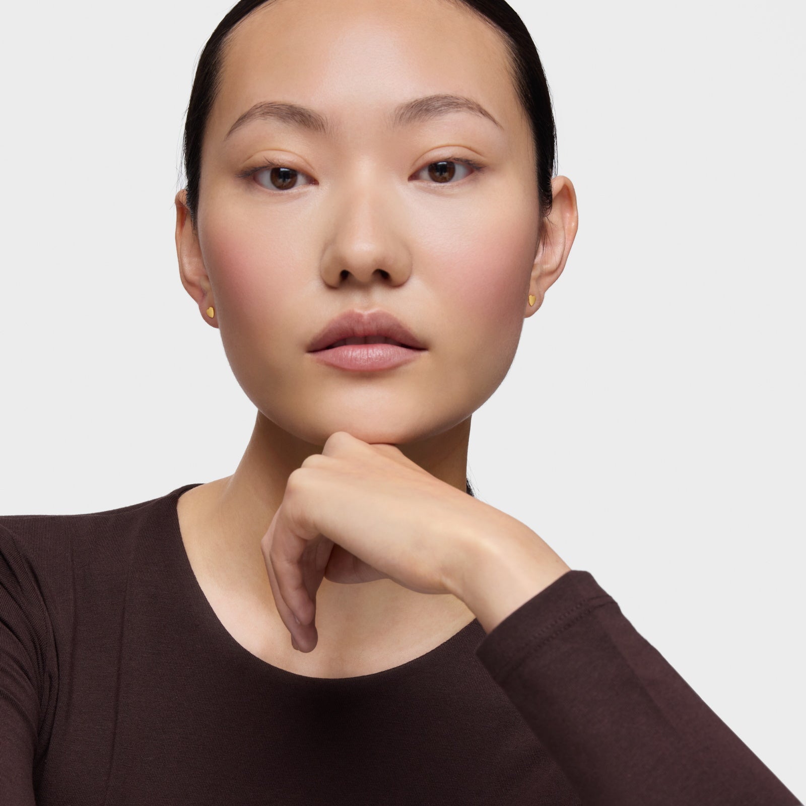 טואוס עגילי לב MOTIFS מכסף ועליו זהב 18 קראט