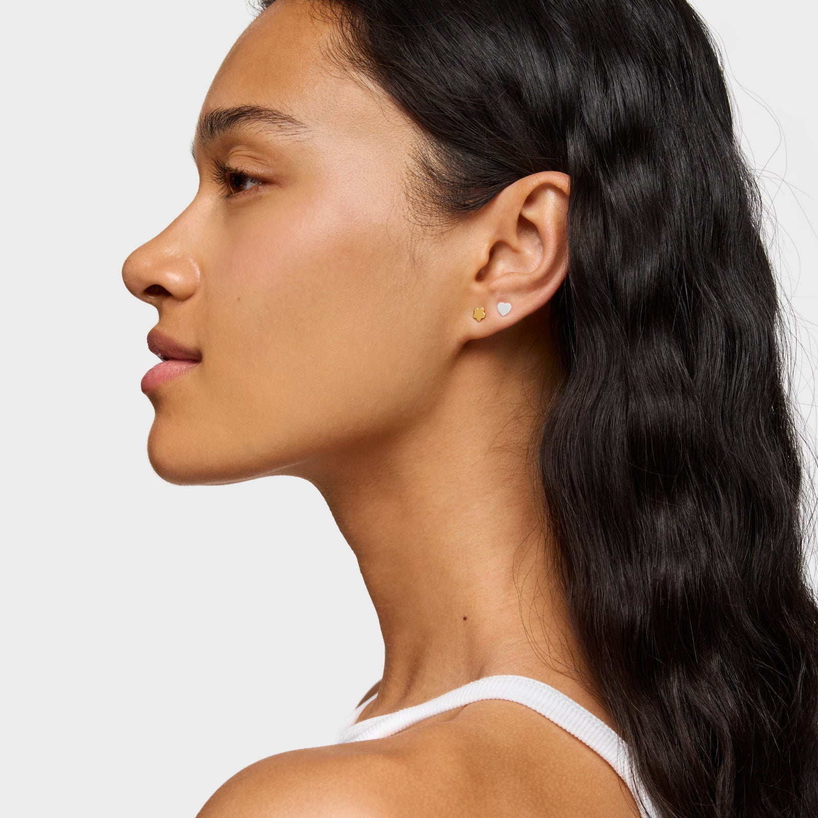 טואוס עגילי פרח MOTIFS מכסף ועליו זהב 18 קראט