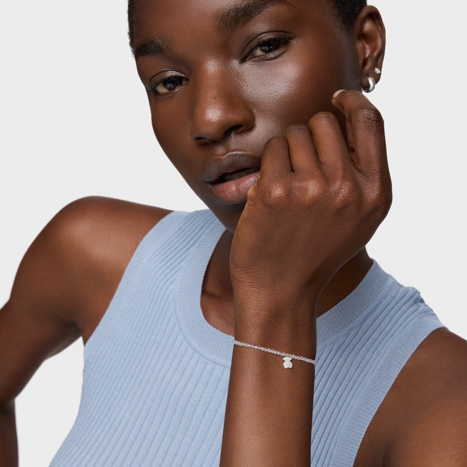 טואוס צמיד אבני חן Motifs בשילוב מוטיב דובי מכסף