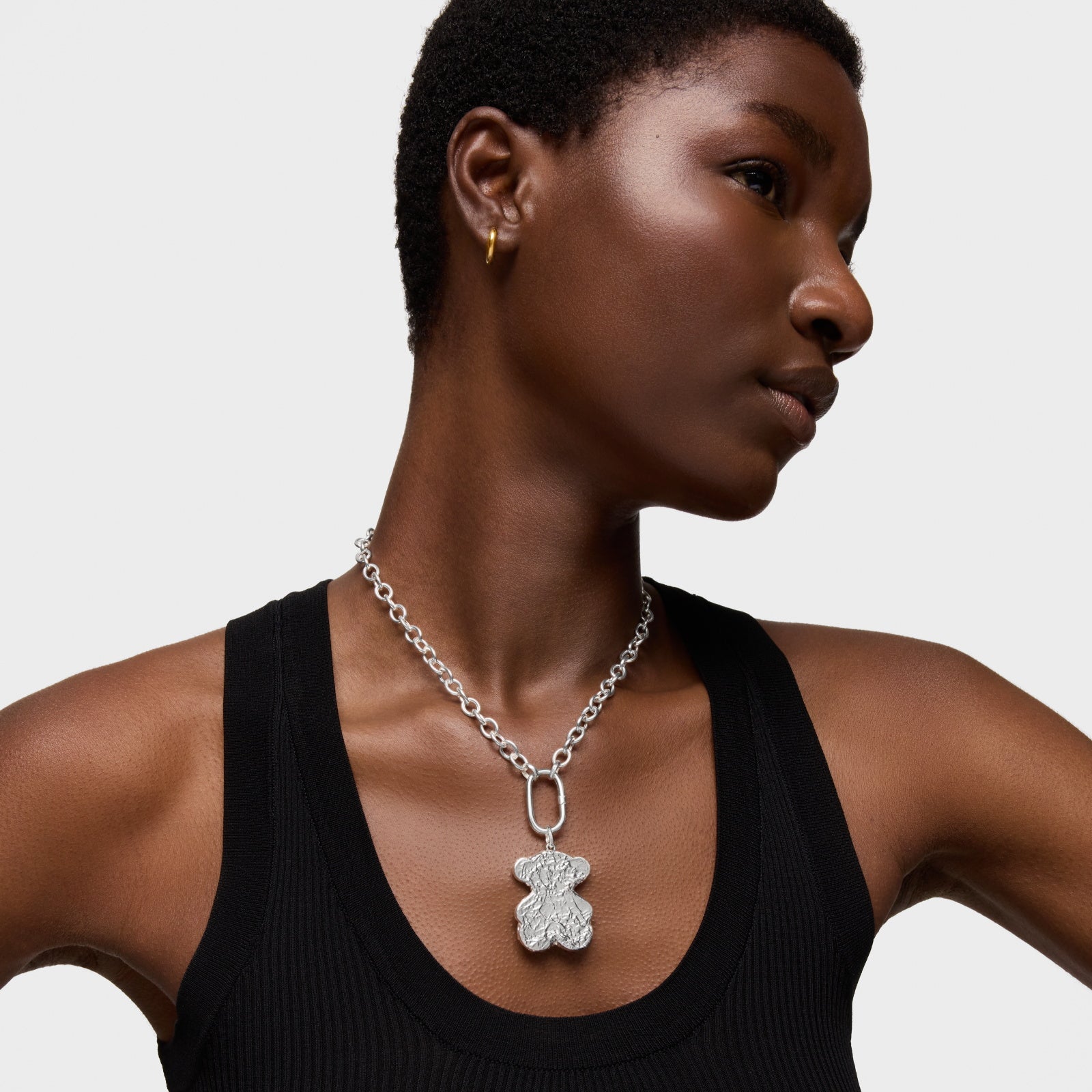 טואוס תליון במוטיב דובי בטקסטורה Sweet Dolls מכסף