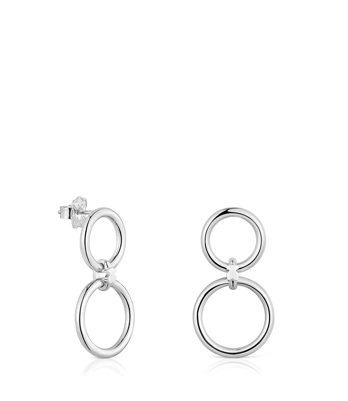 עגילי כסף בצורת שני חישוקים עגולים מודרניים, תכשיטים לאישה