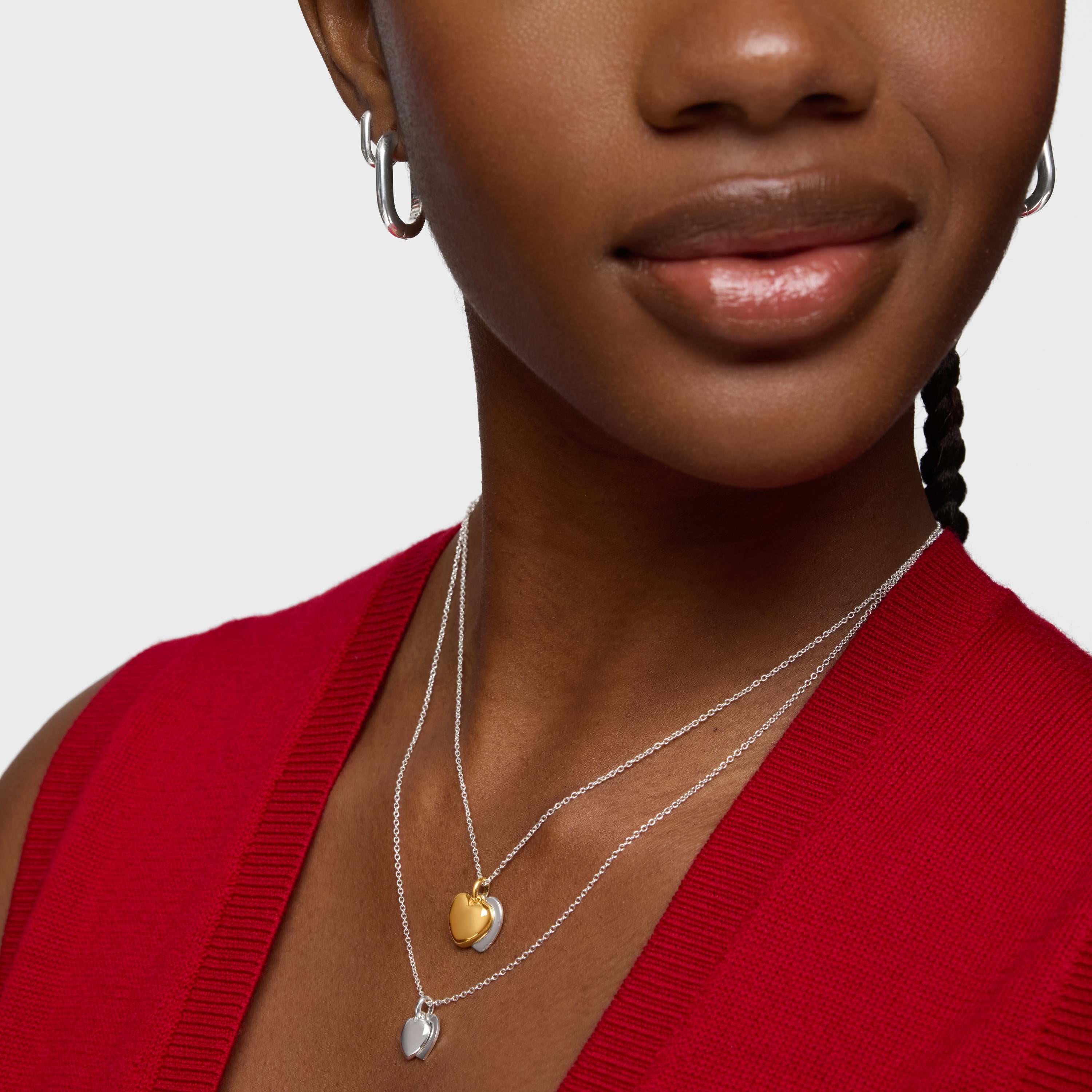 טואוס שרשרת עם במוטיב לב כפול Flechazo מכסף