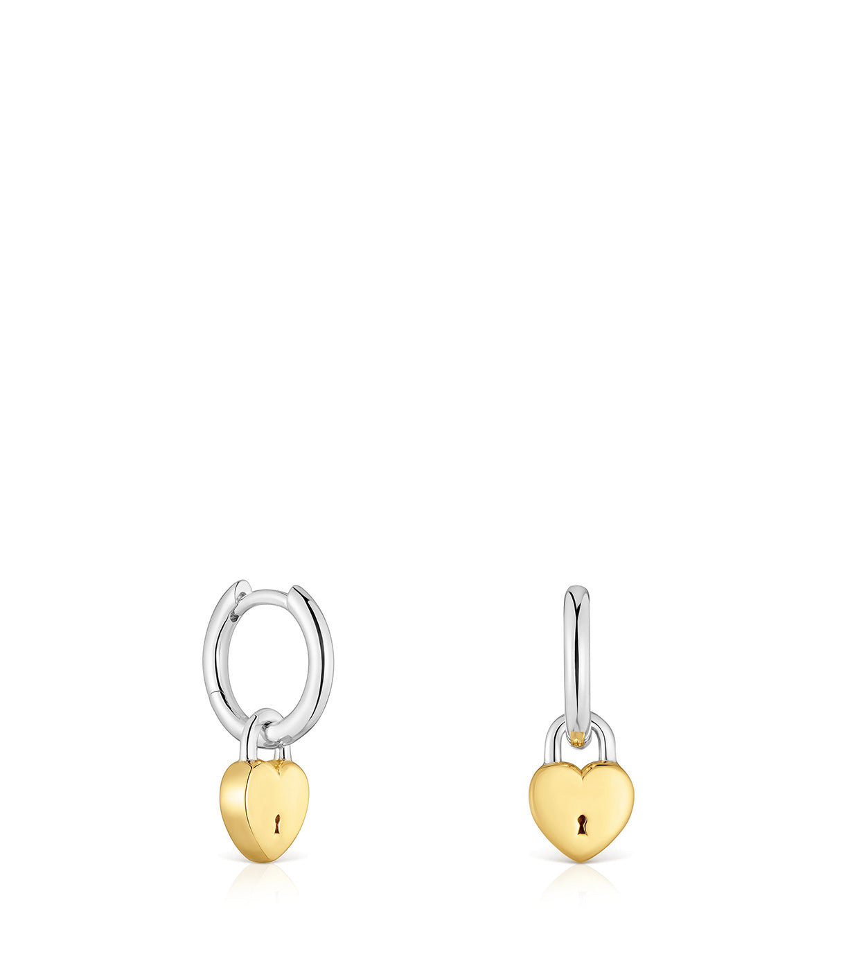 טואוס עגילי חישוק עם מנעול לב Unlock בשני גוונים