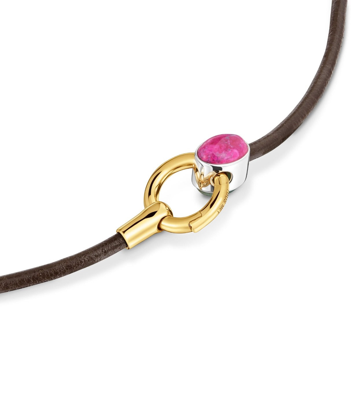 טואוס שרשרת חוט עור Gem Power מכסף בציפוי זהב 18 קראט בשני גוונים - זהב