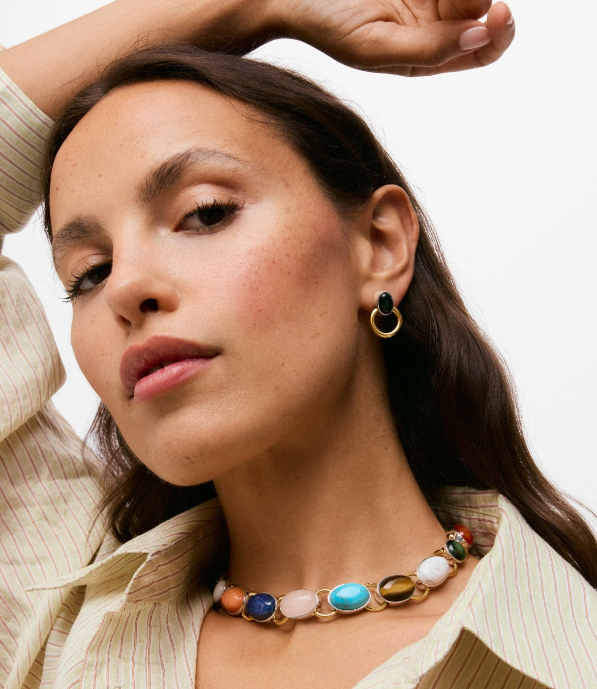 טואוס עגילי חישוק Gem Power בשני גוונים - ורמייל