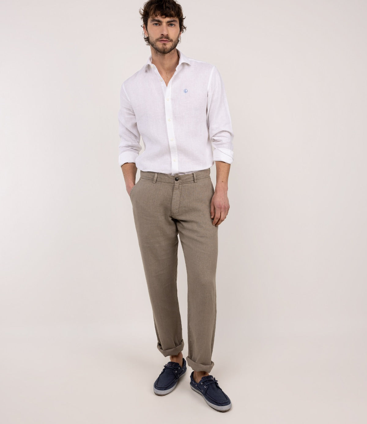 אל גנזו מכנסיים TAUPE LINEN TROUSERS לגברים