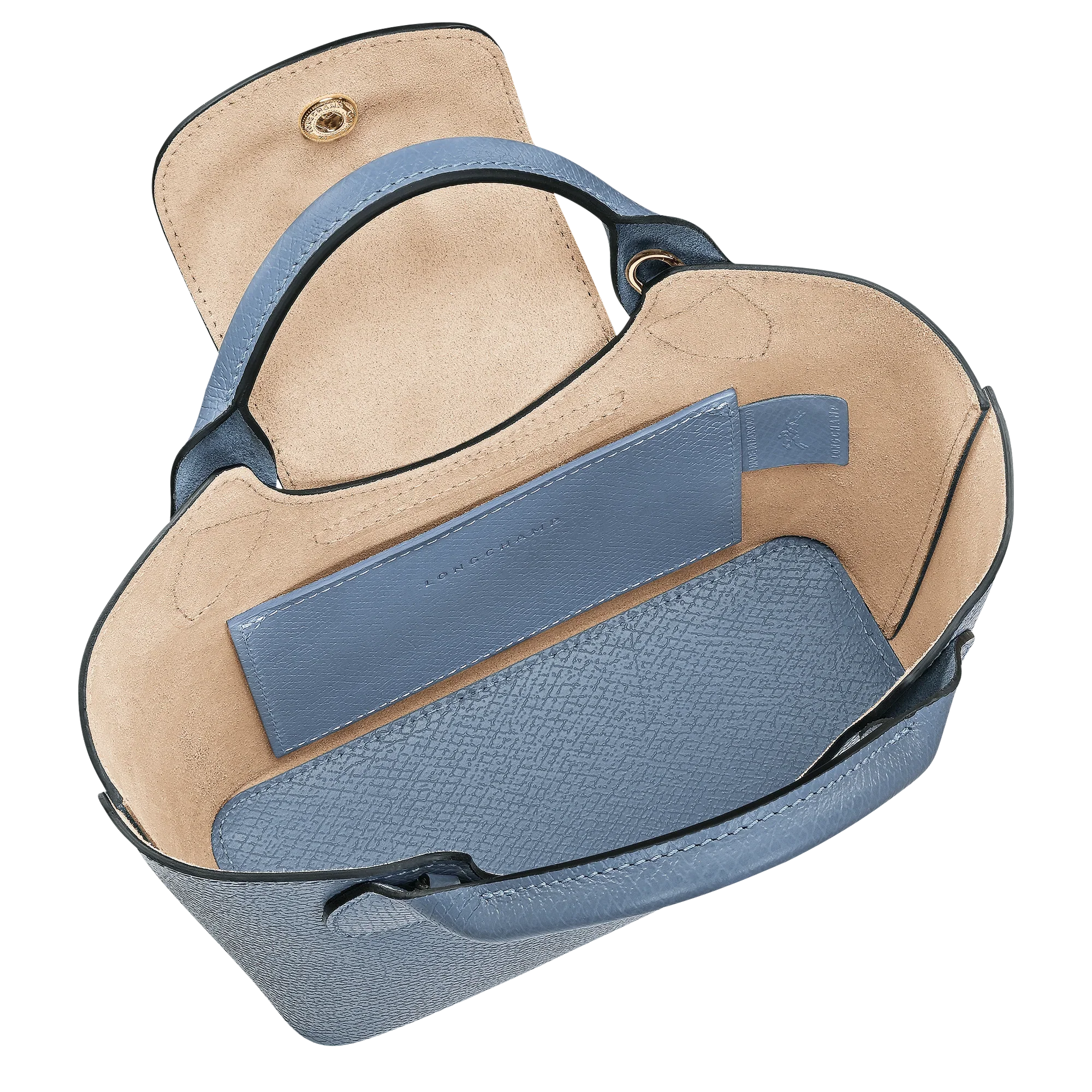 תיק יד עור כחול מעוצב לנשים של מותג מוביל, מבט פנימי, CHOZEN אלפא