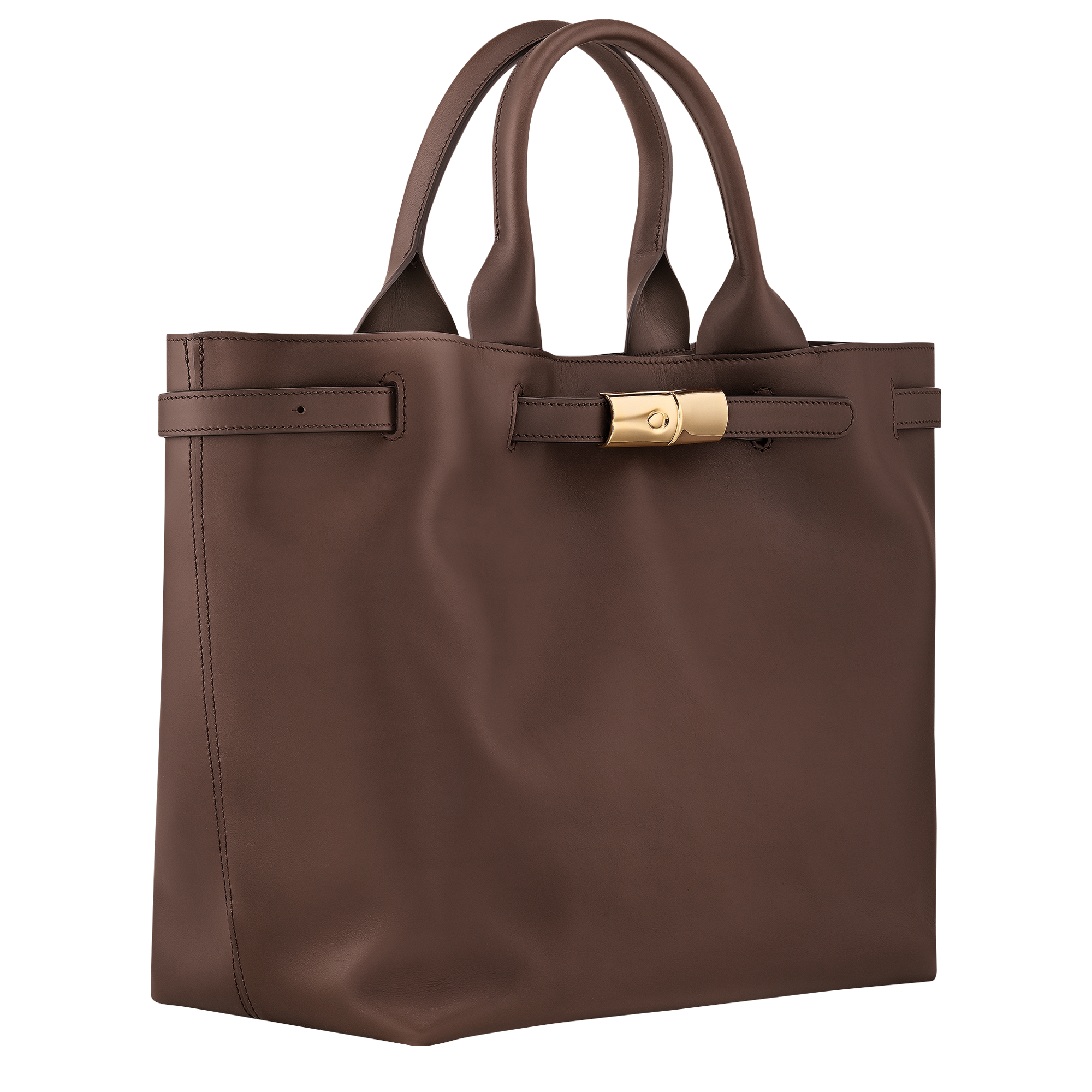 לונגשאמפ תיק יד גדול מעור Le Smart חום כהה