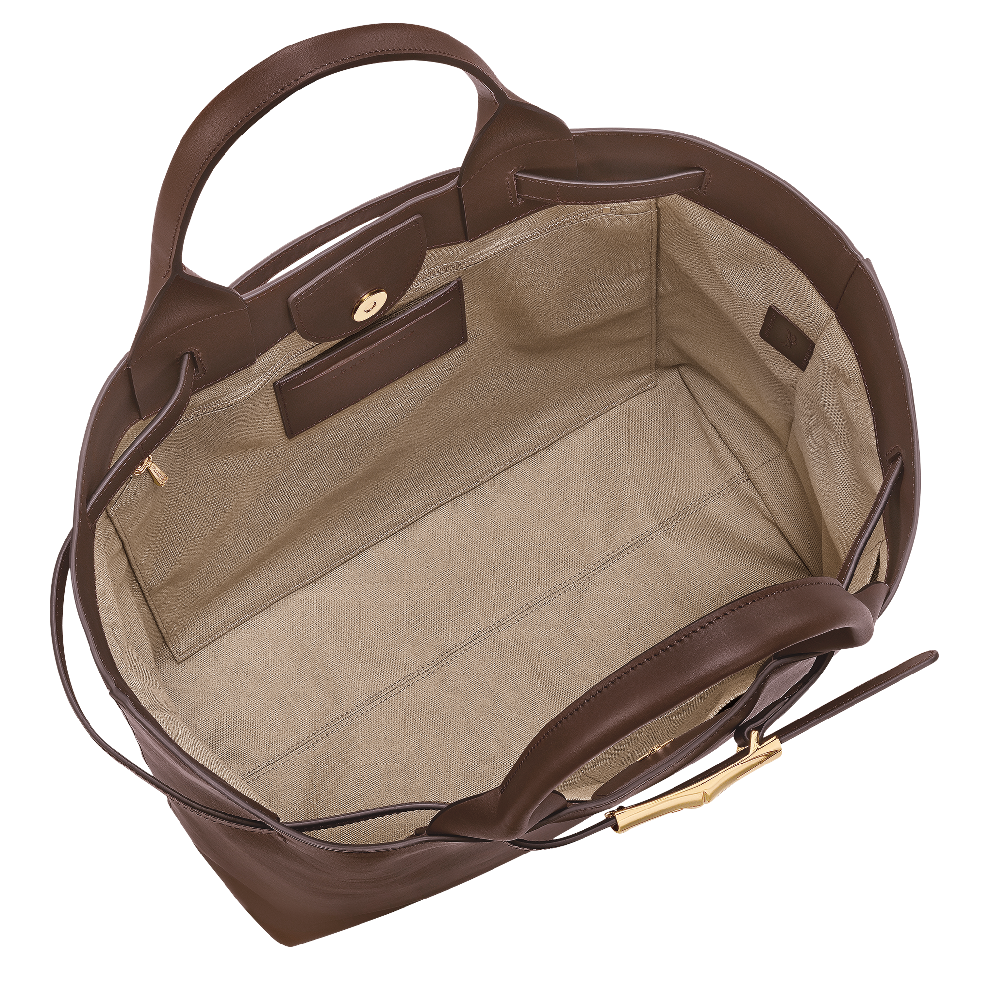 לונגשאמפ תיק יד גדול מעור Le Smart חום כהה