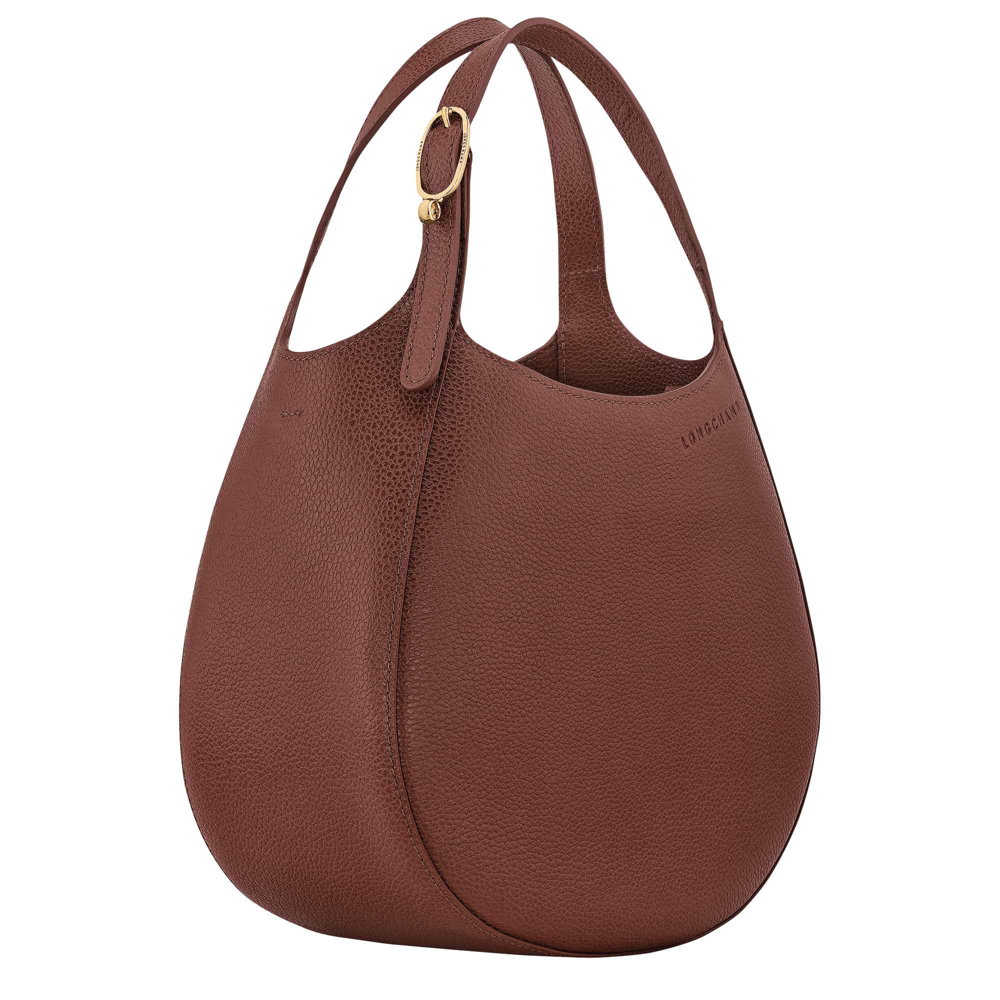 לונגשאמפ תיק צד קטן מעור Le Foulonné חום כהה