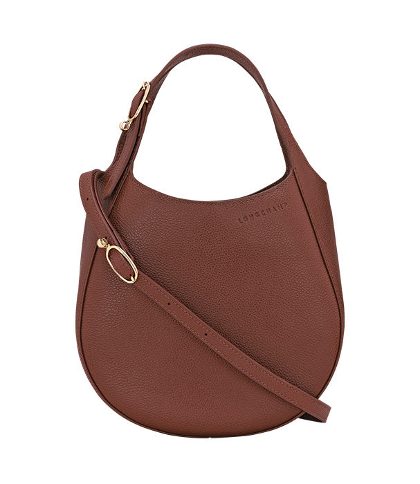 לונגשאמפ תיק צד קטן מעור Le Foulonné חום כהה