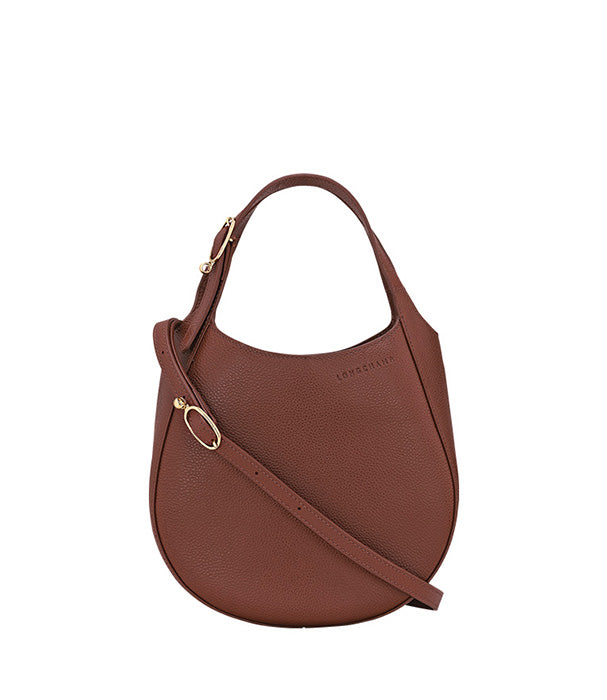 לונגשאמפ תיק צד קטן מעור Le Foulonné חום כהה