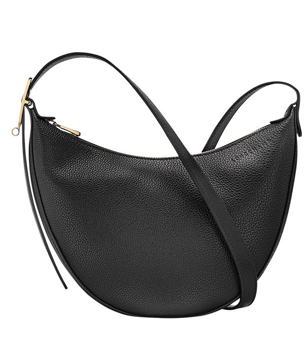 לונגשאמפ תיק צד בינוני מעור Le Foulonné שחור