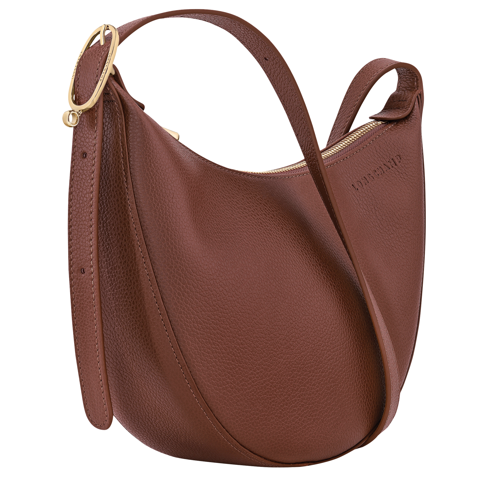 לונגשאמפ תיק צד בינוני מעור Le Foulonné חום כהה