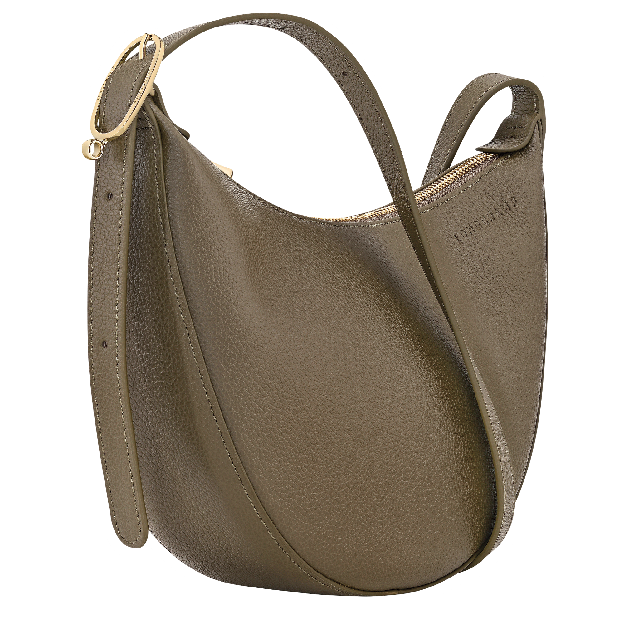 לונגשאמפ תיק צד בינוני מעור Le Foulonné ירוק זית