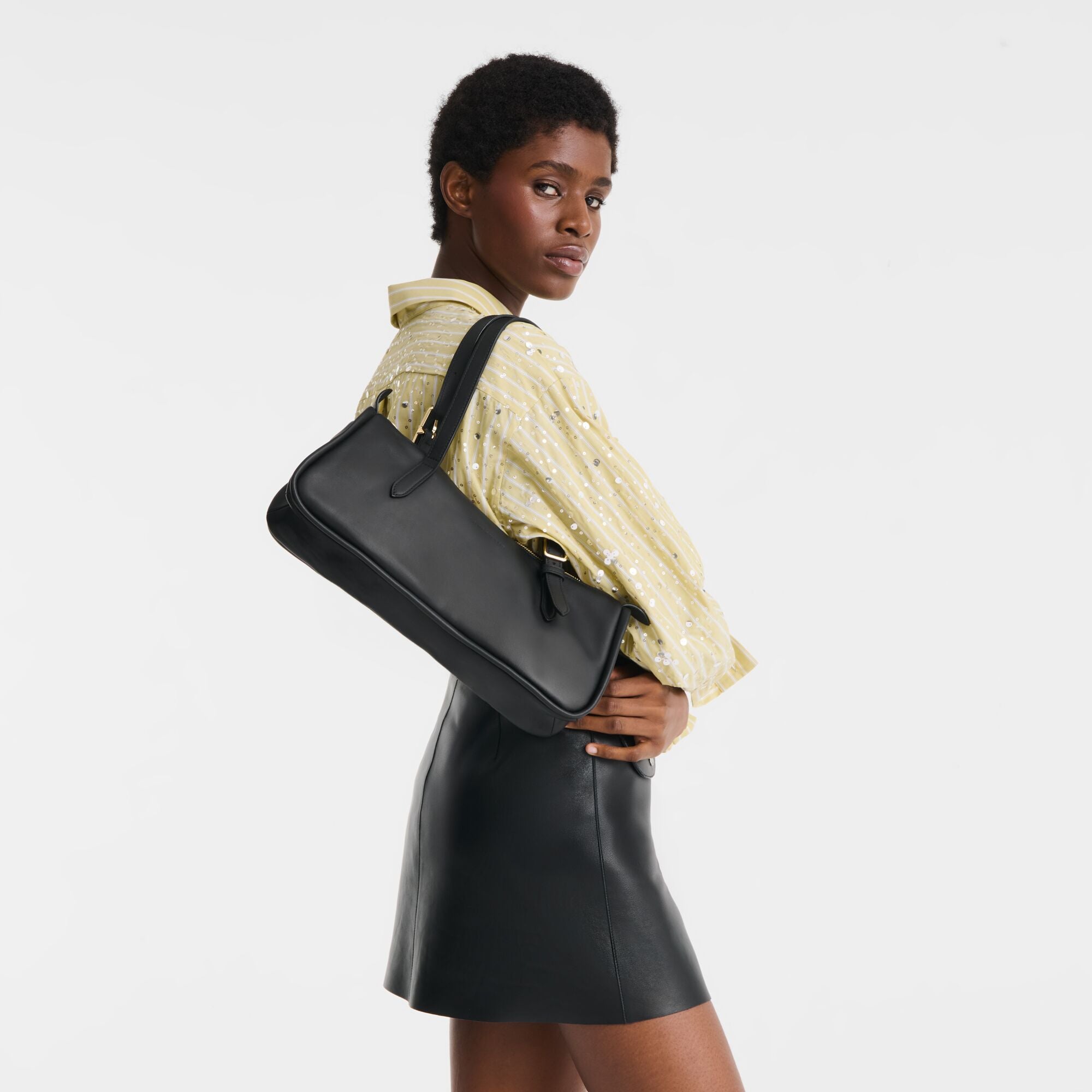 לונגשאמפ תיק כתף גדול מעור Looong שחור