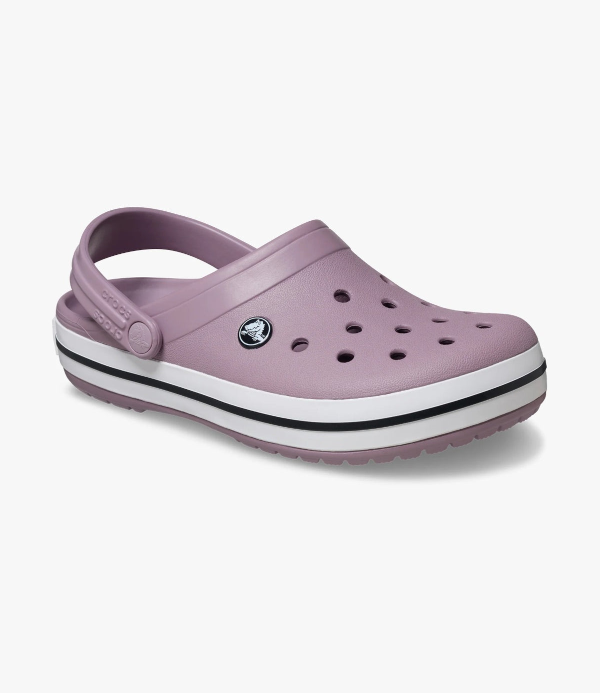 כפכף Crocband בצבע לילך מאובק בזווית צד קדמית עם רצועת עקב גלויה - CHOZEN