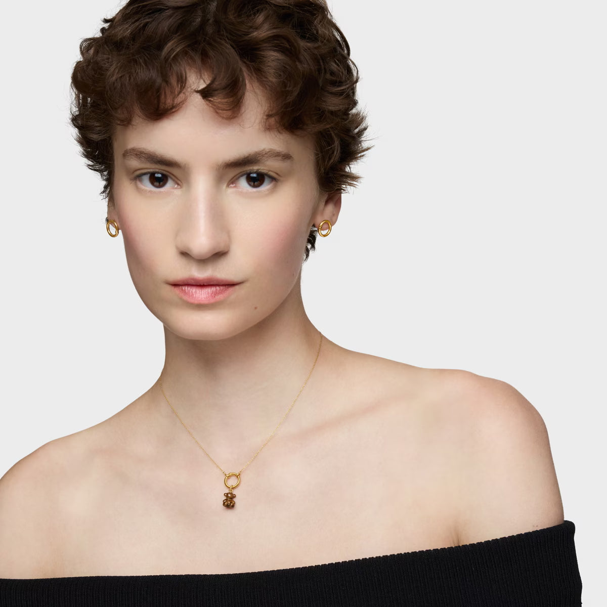 טואוס תליון דובי מאבן חן BOLD BEAR מזהב