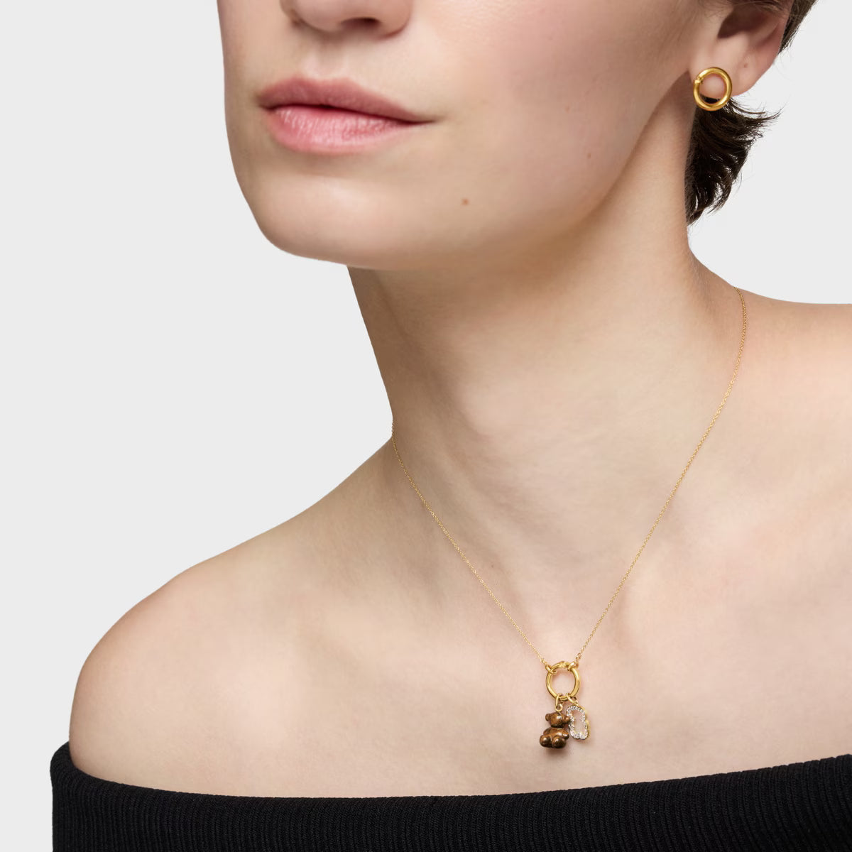 טואוס תליון דובי מאבן חן BOLD BEAR מזהב