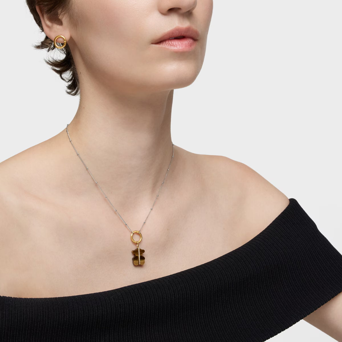 טואוס תליון דובי מאבן חן בשיבוץ יהלומים SWEET DOLLS מזהב