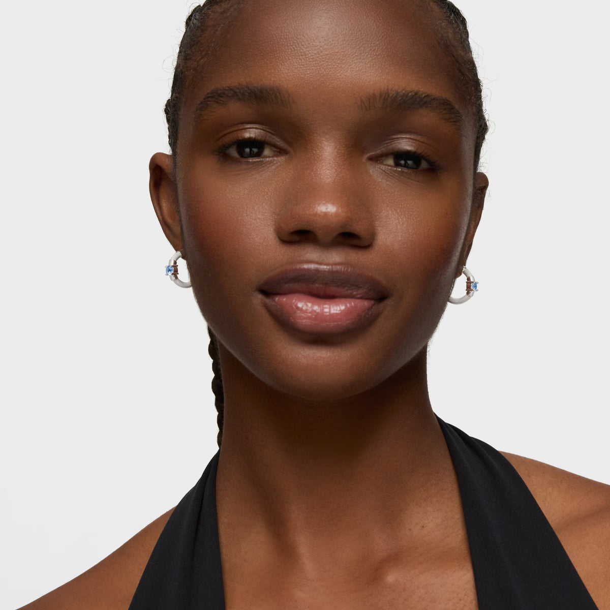 טואוס עגילי חישוק פתוחים בשילוב אבן חן MESH מכסף