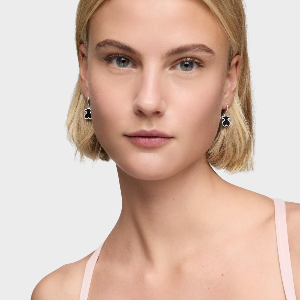 טואוס עגילי חישוק עם תליון דובי GALAXY מכסף