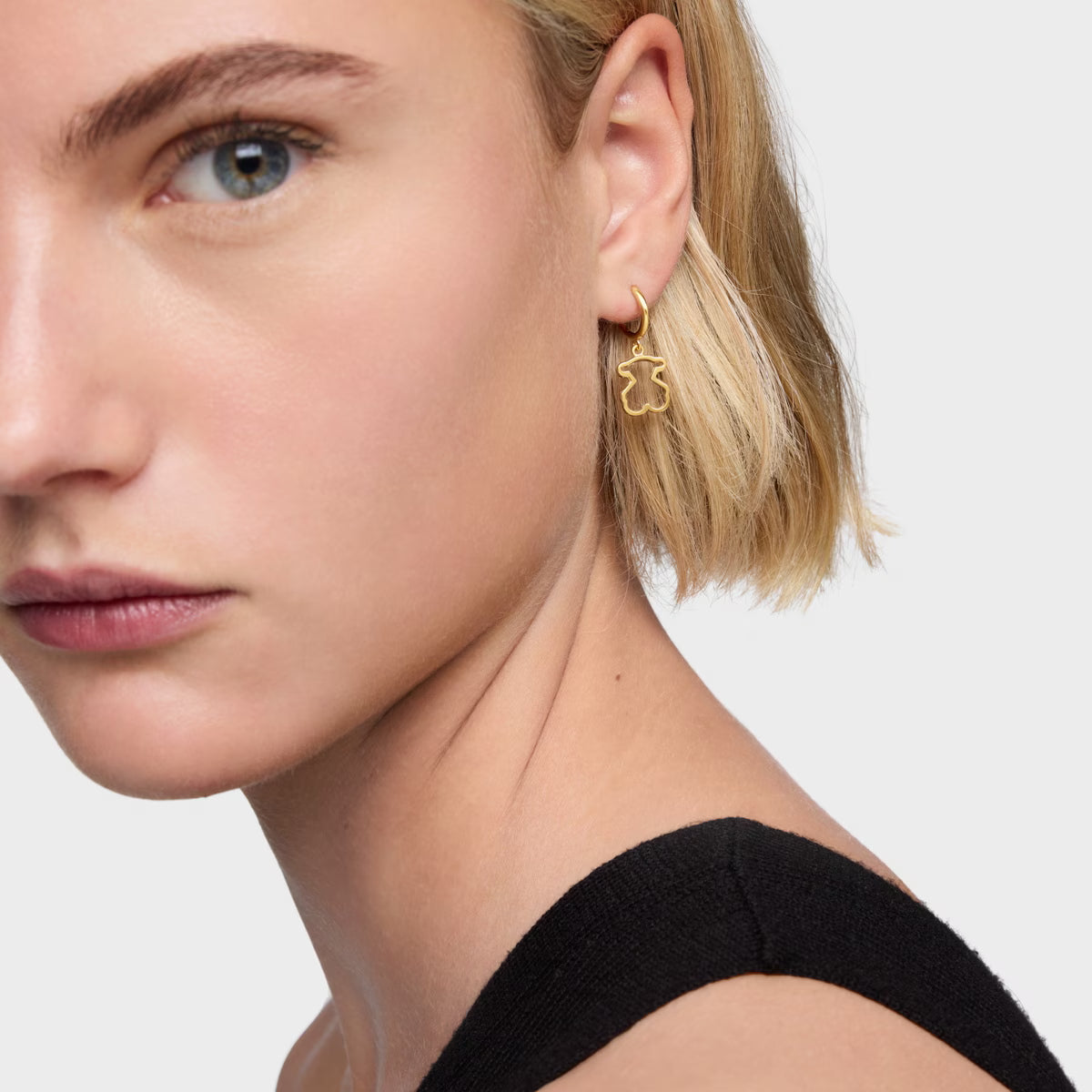 טואוס עגילי חישוק עם דובי GALAXY מכסף ועליו זהב 18 קראט