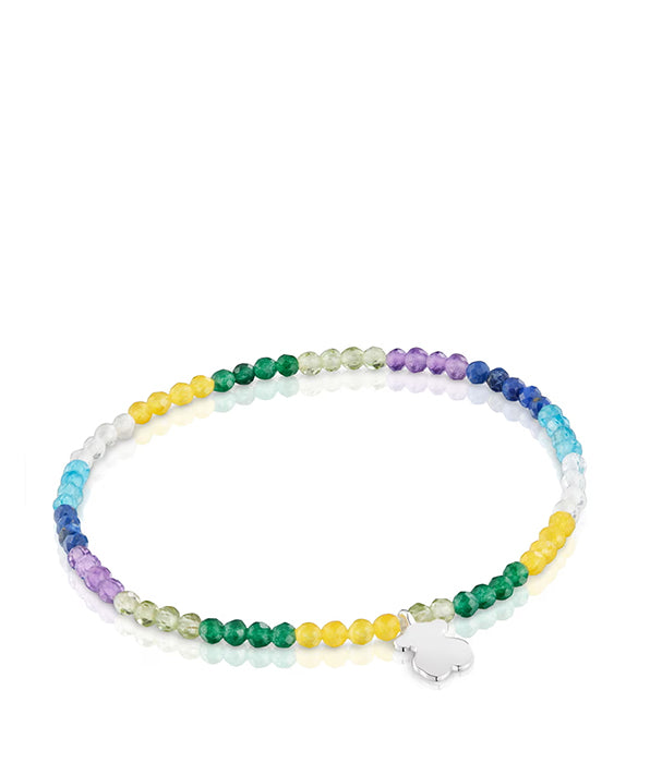 טואוס צמיד אבני חן TOUS Motifs בשילוב מוטיב דובי מכסף