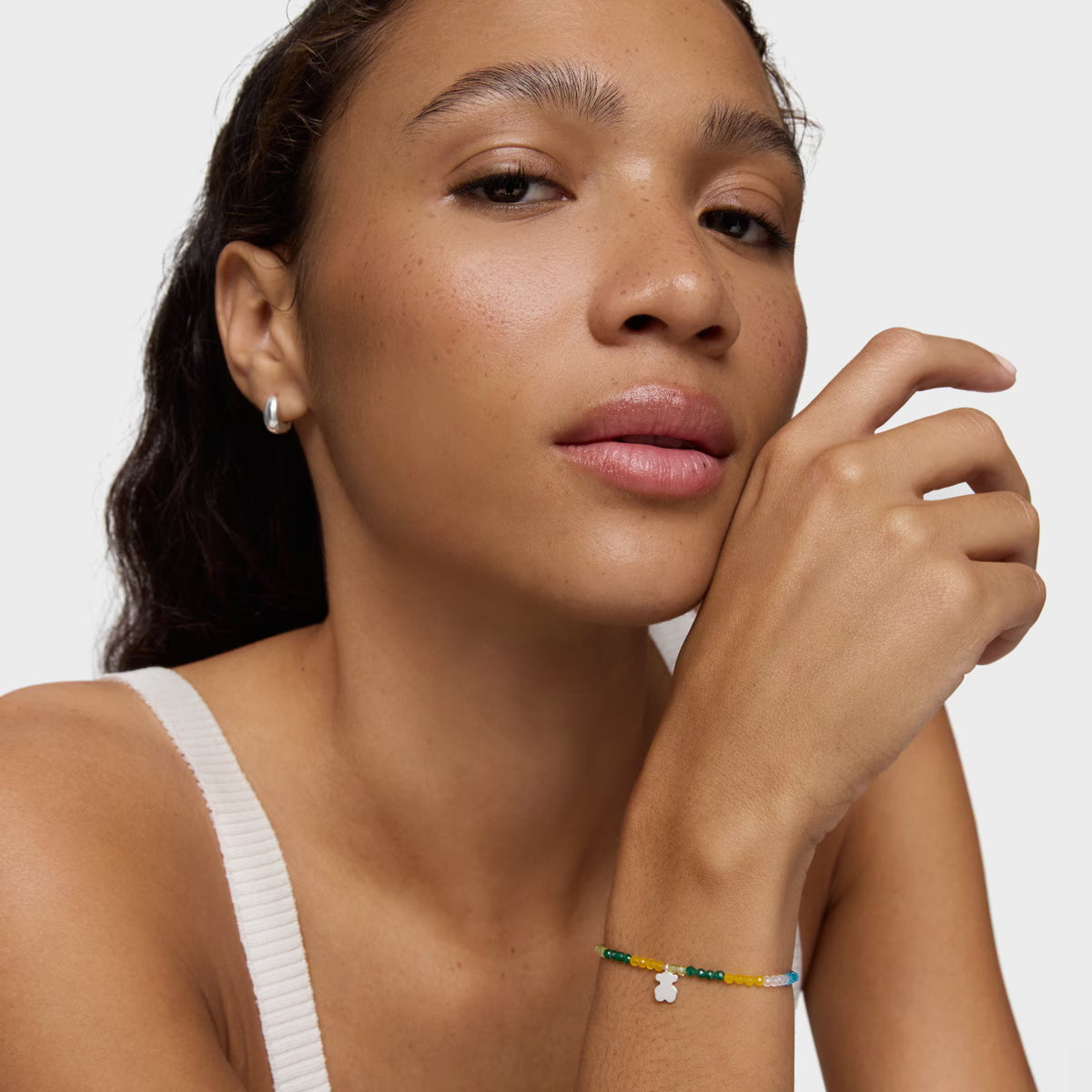 טואוס צמיד אבני חן TOUS Motifs בשילוב מוטיב דובי מכסף