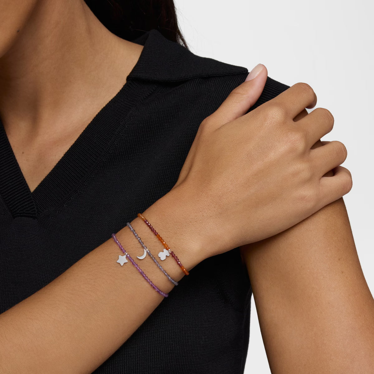 טואוס צמיד אבני חן Motifs בשילוב ירח מכסף