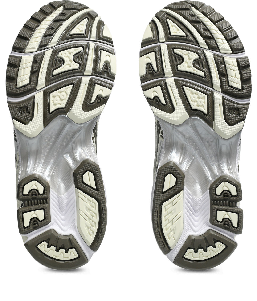 סוליות נעלי ספורט לגברים בצבע אפור ולבן עם דוגמת אחיזה בולטת