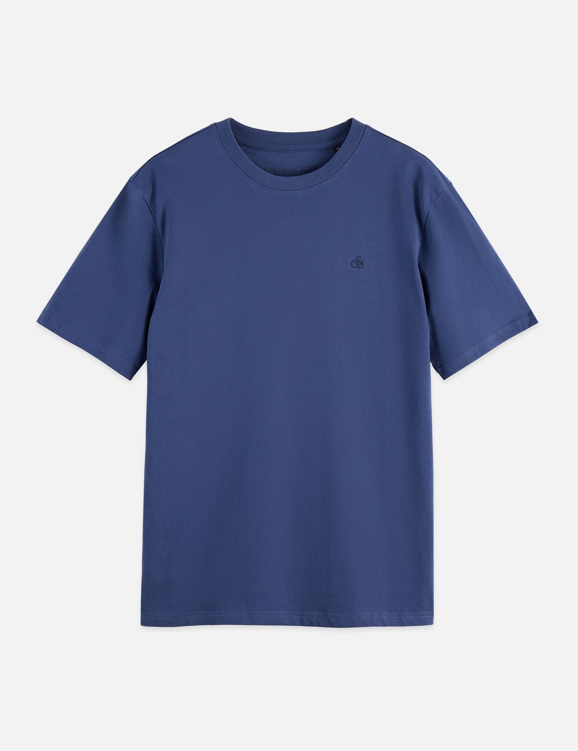 טי שירט כותנה כחולה קלאסית גברים, לוגו קטן, אופנה CHOZEN מותגים מובילים מבית קבוצת אלפא