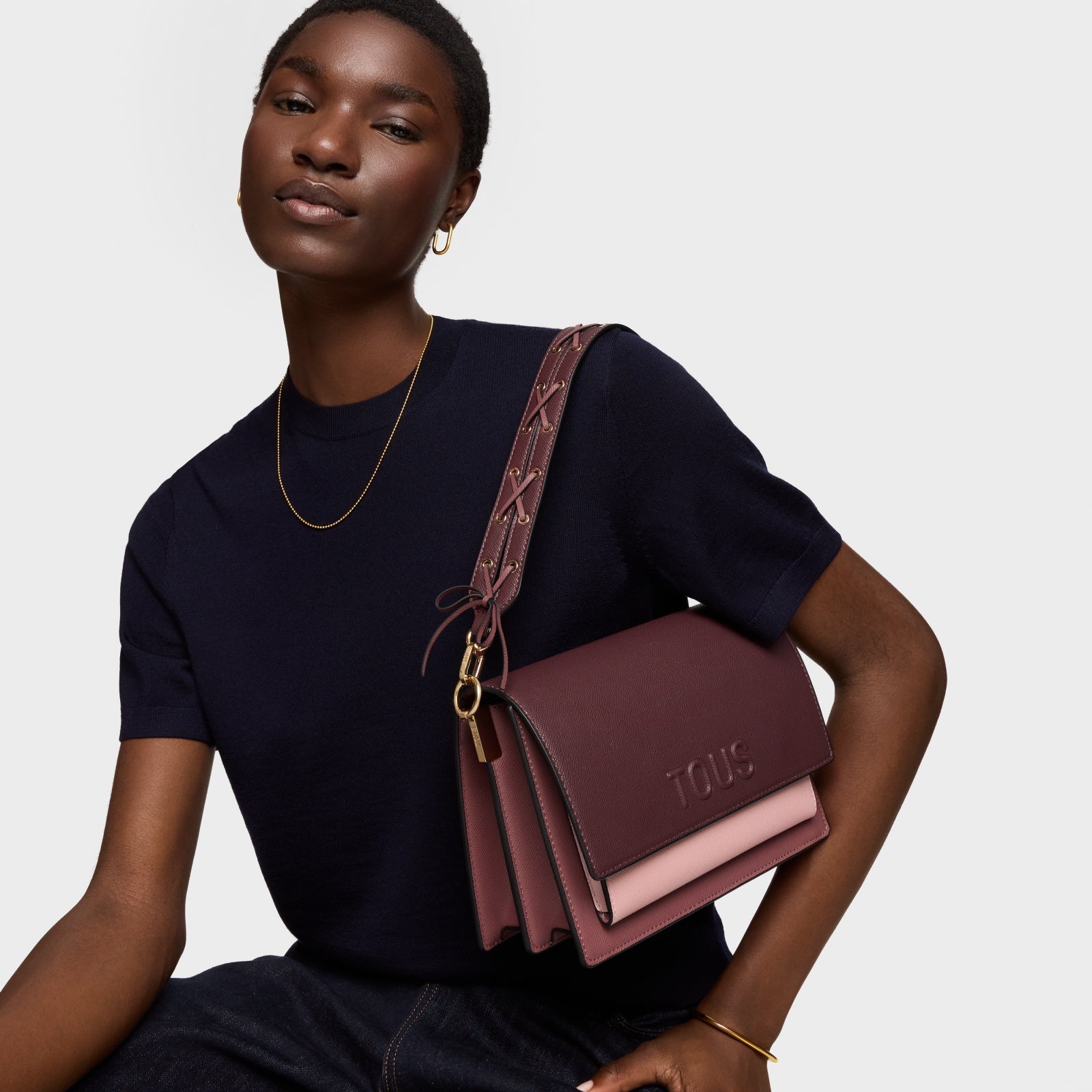 טואוס תיק צד Audree Saffiano בצבע בורדו
