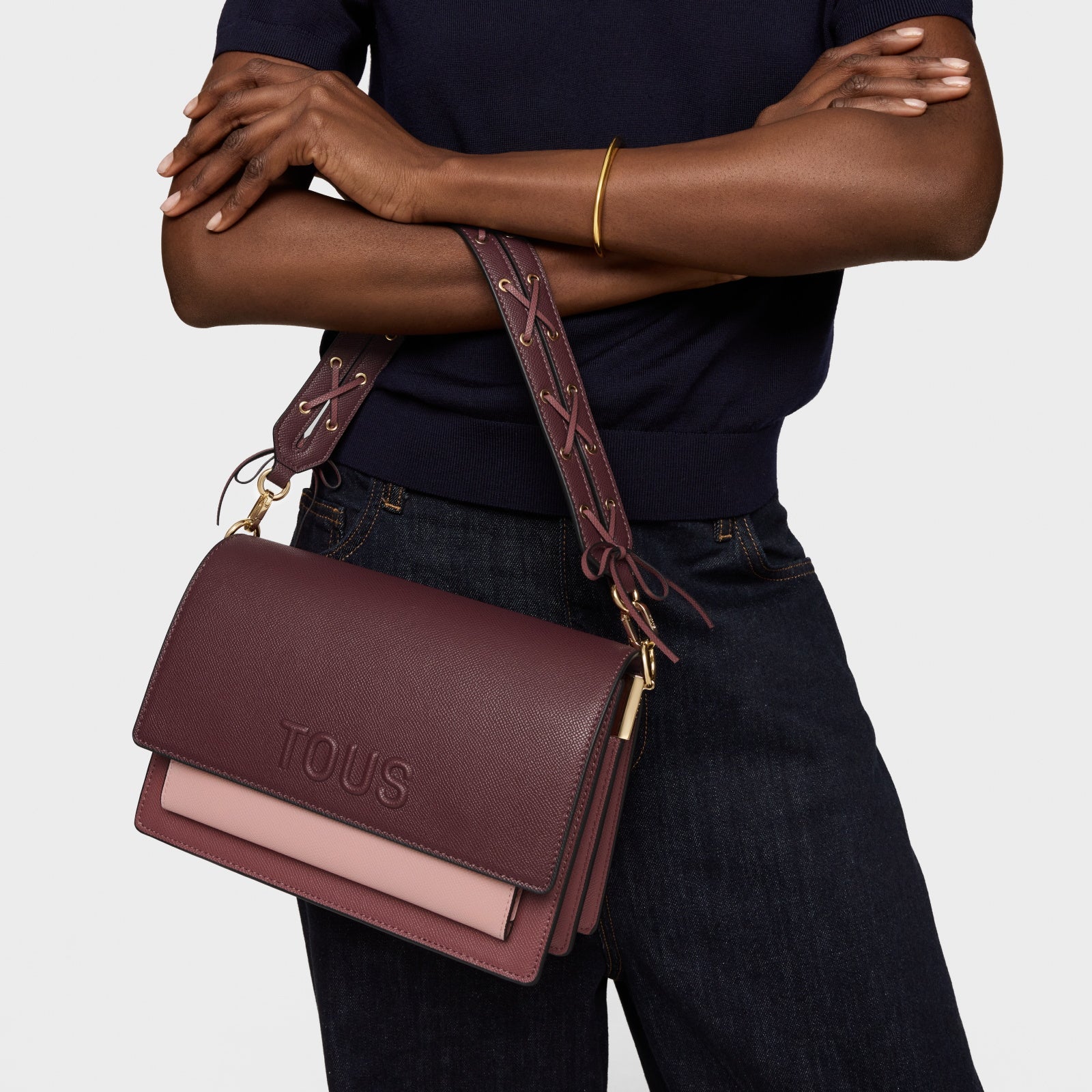 טואוס תיק צד Audree Saffiano בצבע בורדו