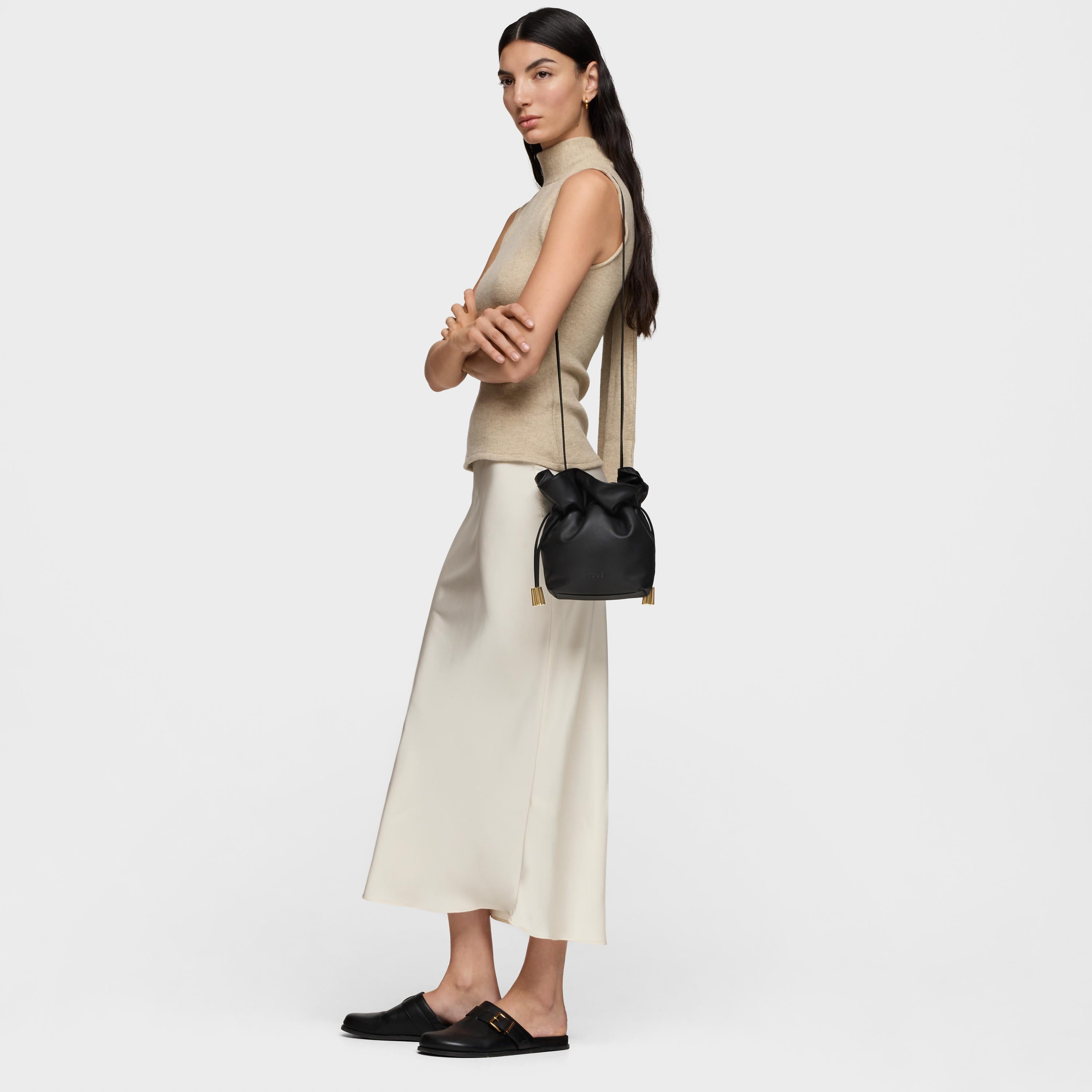 טואוס תיק צד קטן Heritage מעור בצבע שחור