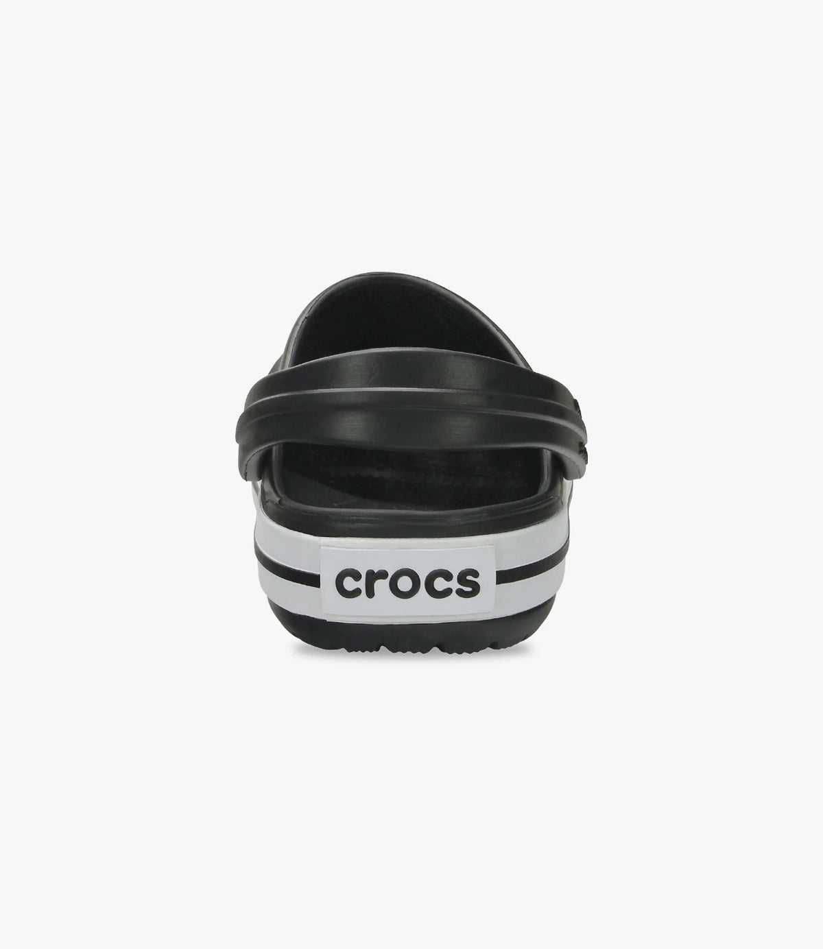 מבט אחורי על כפכף CROCBAND שחור עם רצועה ולוגו המותג - CHOZEN