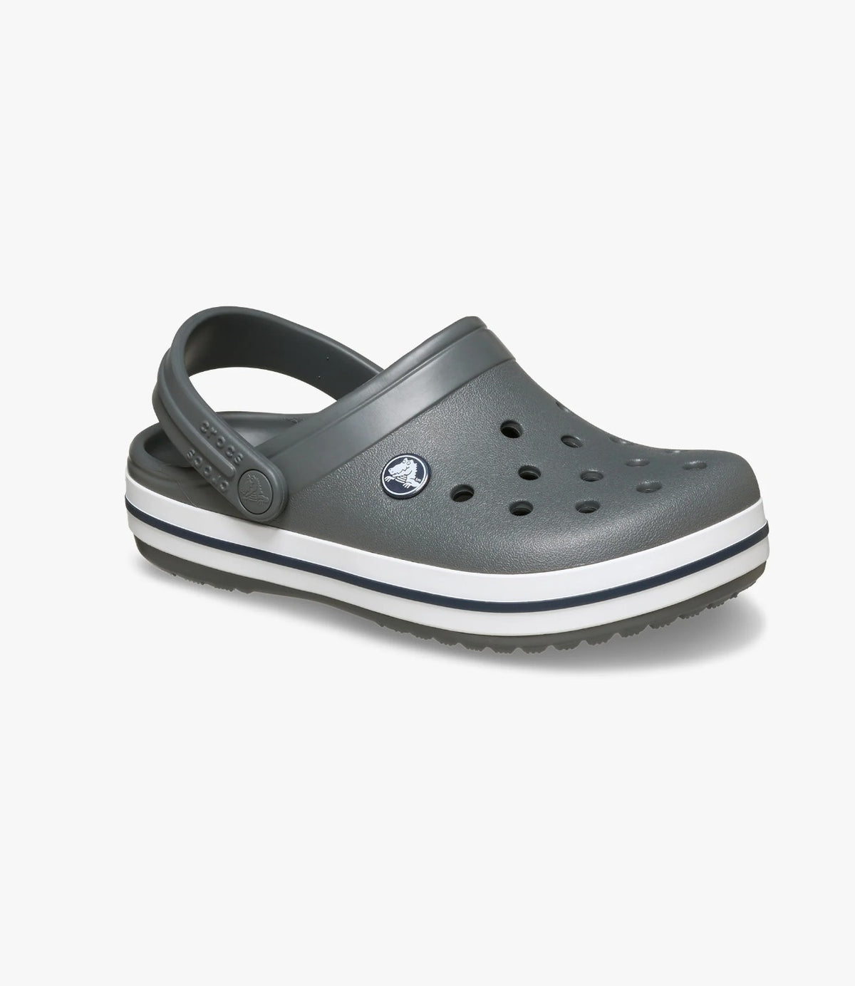 כפכף קרוקס Crocband בצבע אפור סלאט בזווית צד קדמית עם רצועת עקב פתוחה - CHOZEN