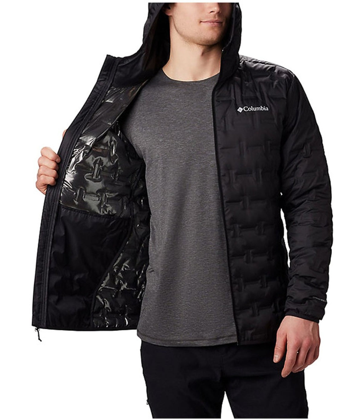 קולומביה מעיל DELTA RIDGE II DOWN HOODED לגברים - שחור