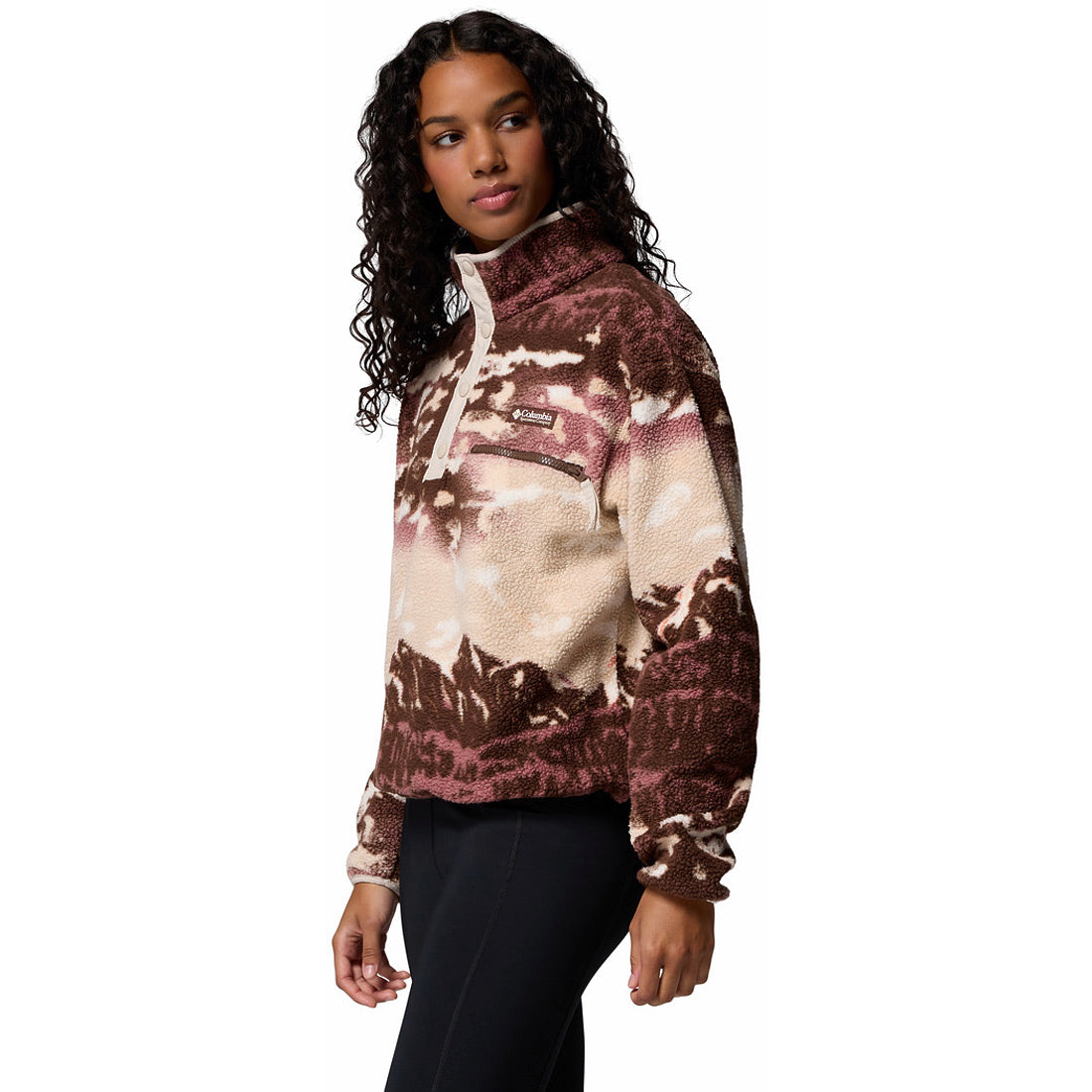 קולומביה מעיל פליס Helvetia II Print Cropped Half Snap לנשים