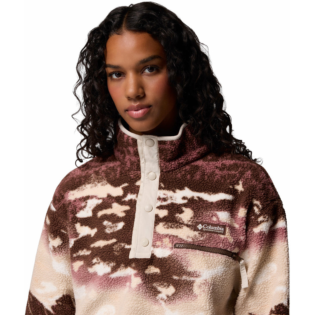 קולומביה מעיל פליס Helvetia II Print Cropped Half Snap לנשים