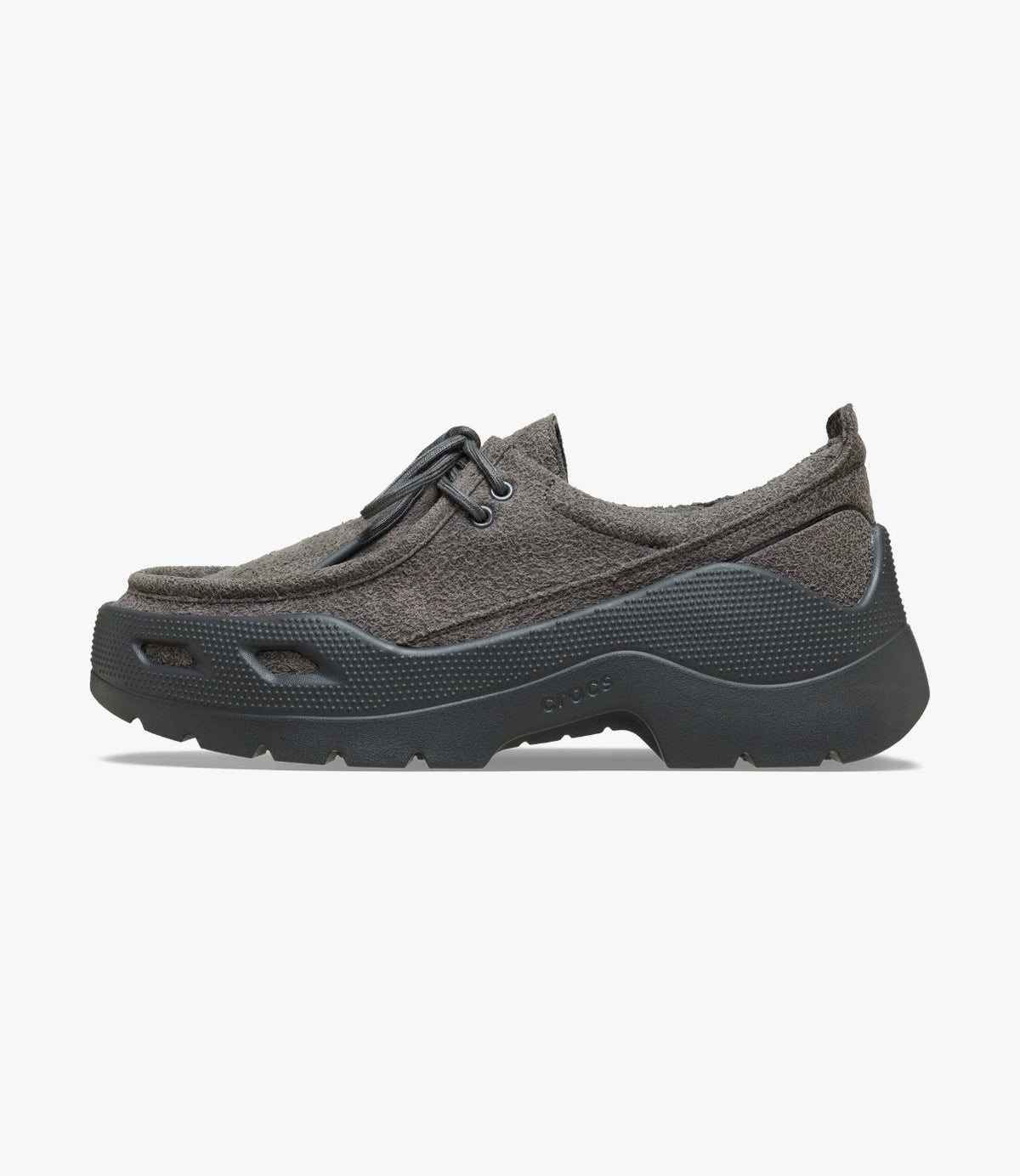 נעל קרוקס Gallery Shoe בצבע שחור חול מונחת על הצד מציגה את מבנה השכבות - CHOZEN