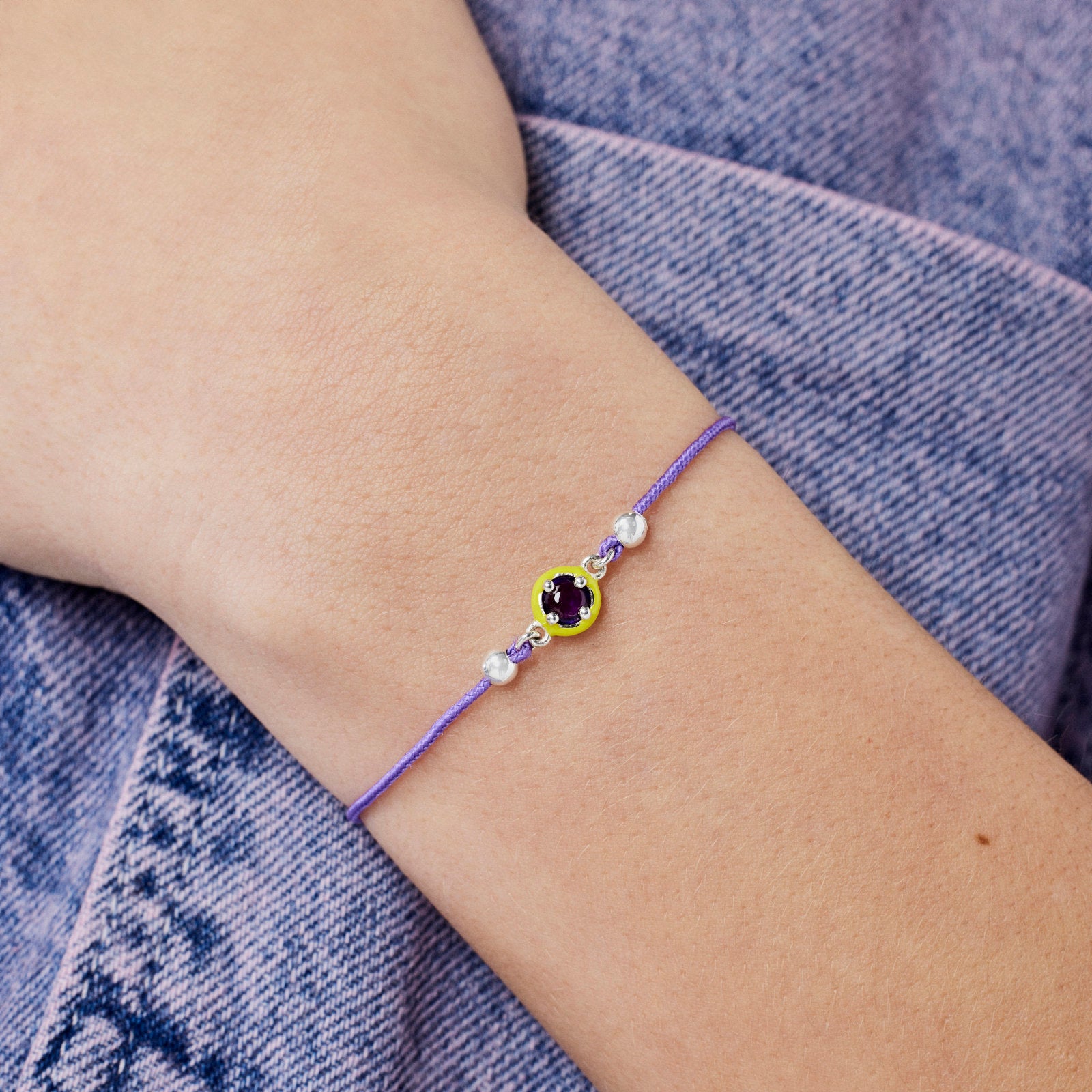 טואוס צמיד חוט Vibrant Colors עם אבן חן