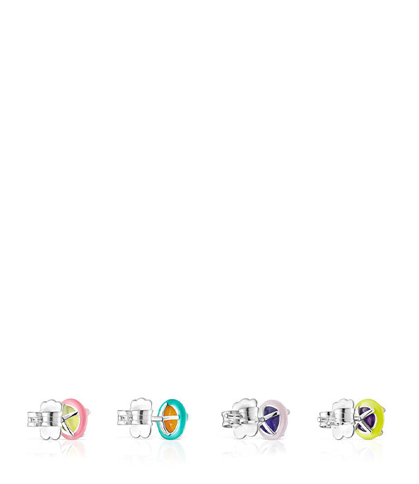 טואוס סט עגילי אבני חן ואמייל Vibrant Colors מכסף