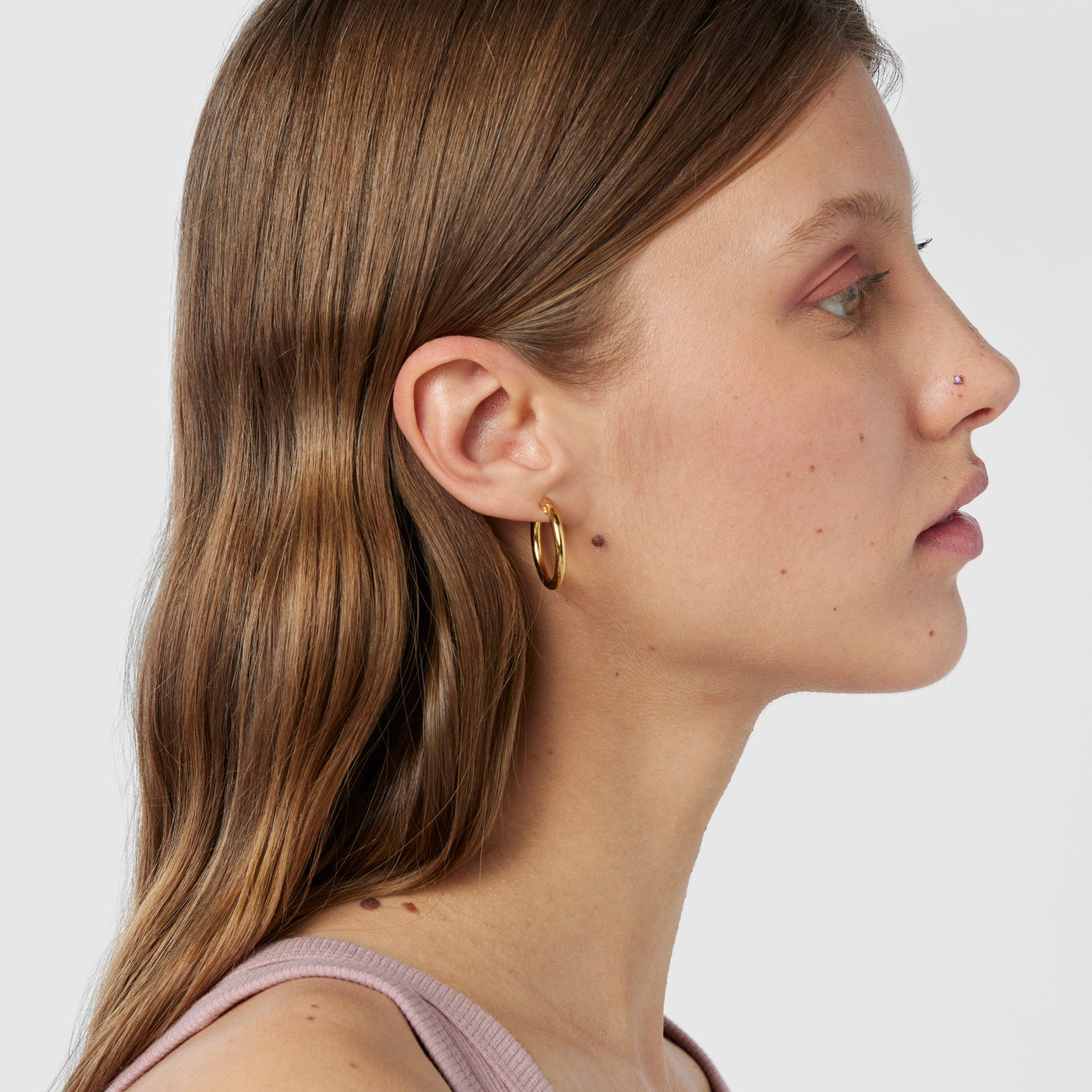 טואוס נזם לאף Beach מפלדה בצבע זהב עם אבן חן