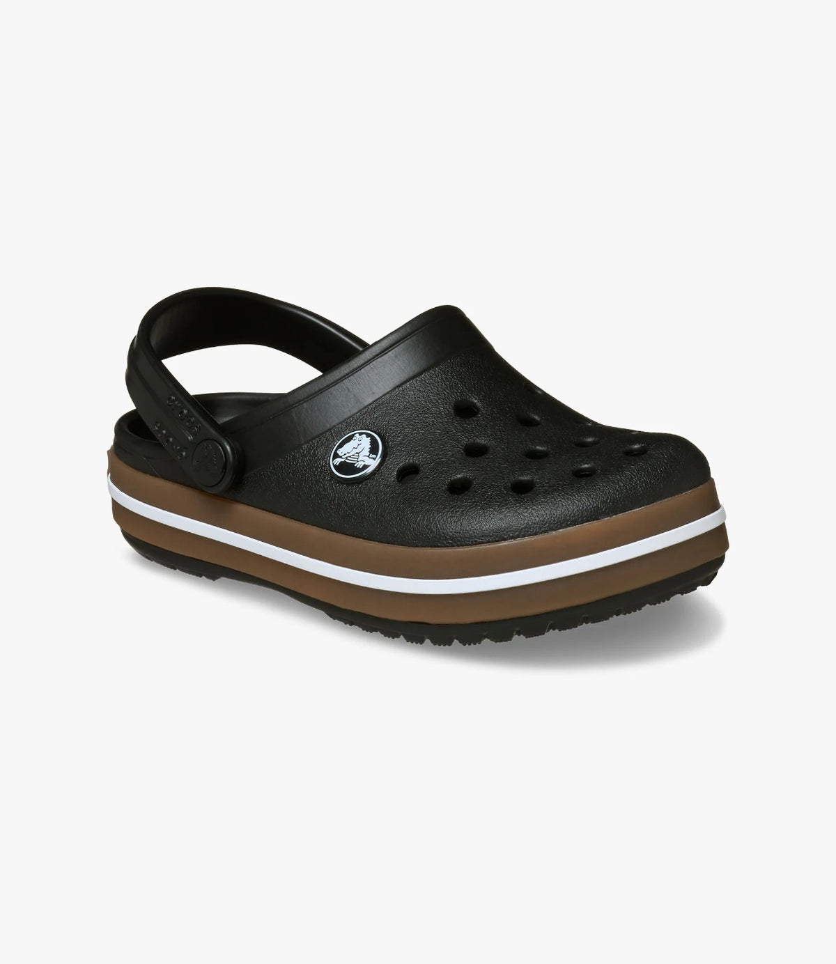 כפכף Crocband בשחור בתצוגת שלושת רבעי עם רצועת עקב פתוחה - CHOZEN