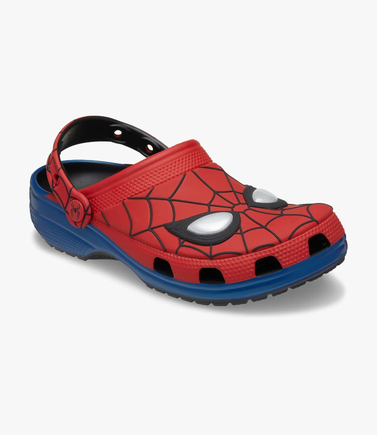 כפכף Spider-Man Classic Clog באדום וכחול בצילום זווית קדמית-אלכסונית - CHOZEN