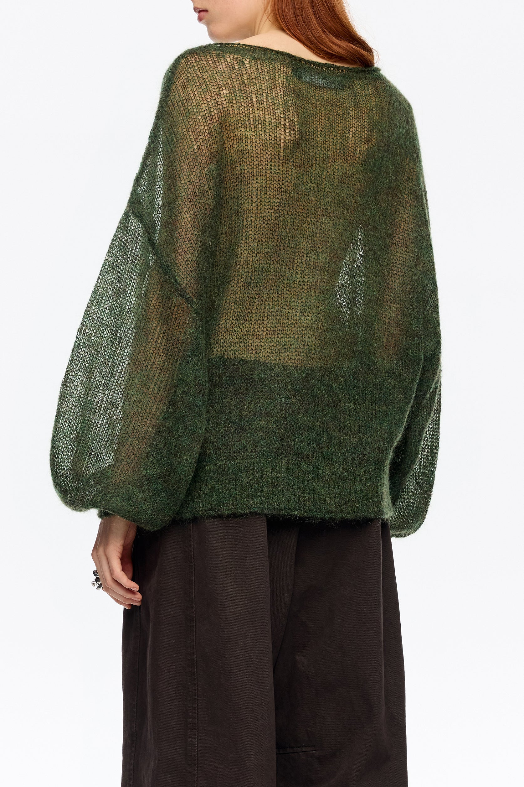 סוודר ירוק שקוף לנשים מבית מותג יוקרתי, צילום גב, קטגוריית אופנה ב-CHOZEN