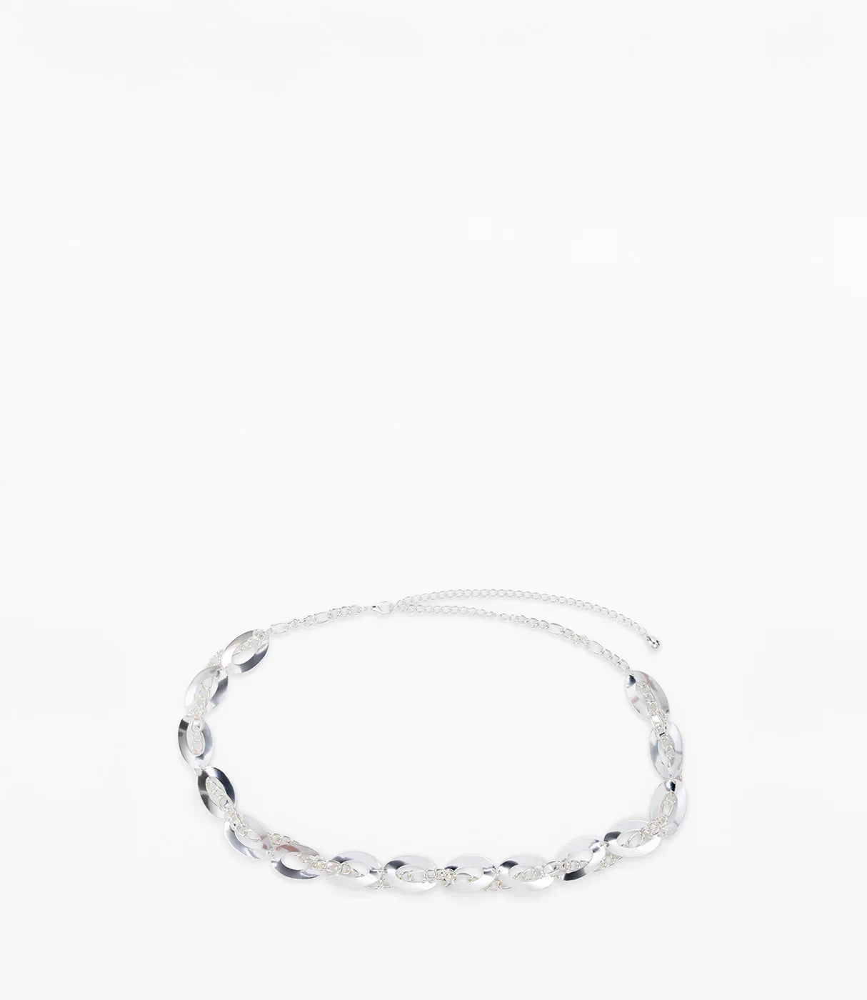 שרשרת כסף מעוצבת, חוליות אובליות מבריקות, תכשיט אופנה אלגנטי לנשים