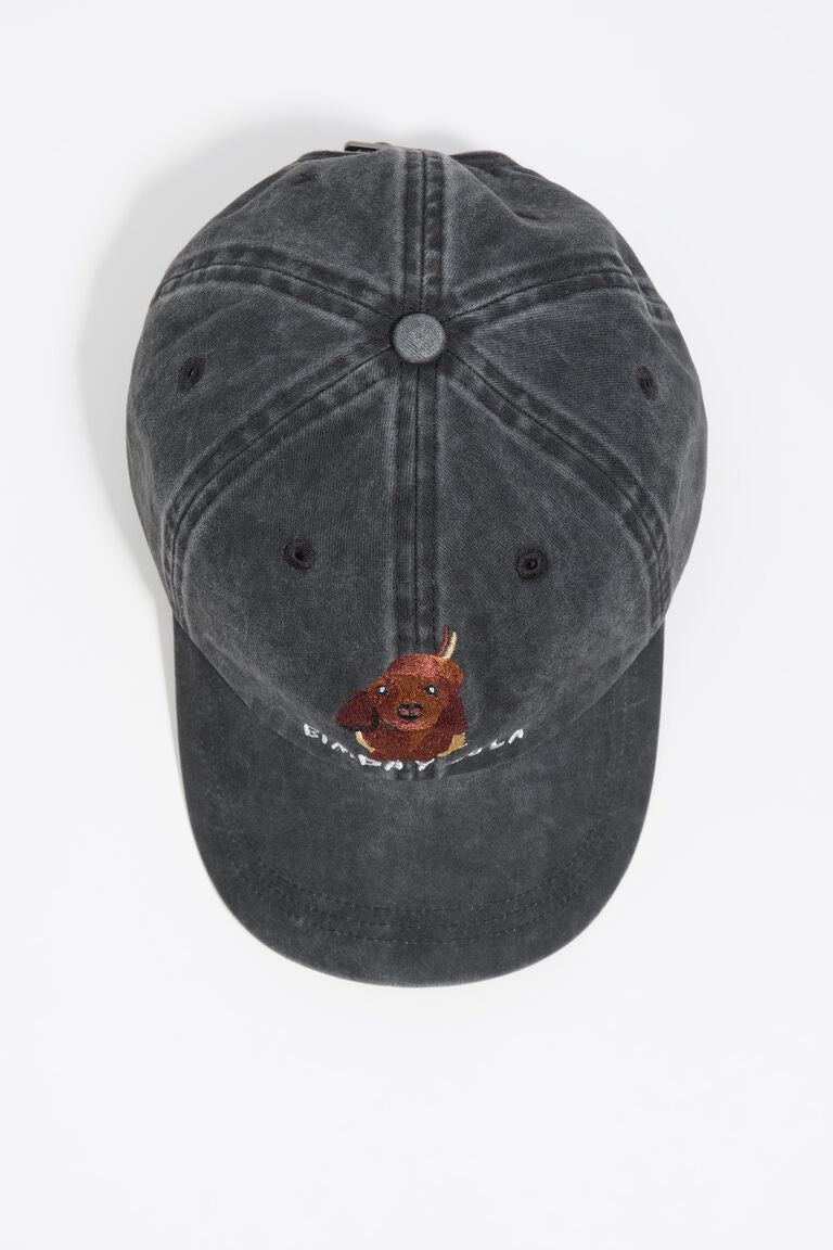 כובע מצחייה שחור לנשים עם רקמת כלב חמוד בחזית, אופנה יום יומית