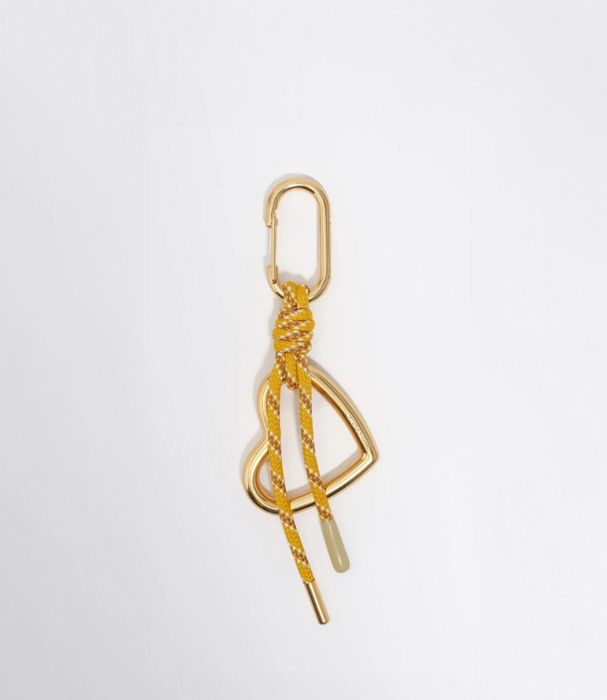 מחזיק מפתחות מוזהב עם חבל צהוב ועיטור לב, אביזר אופנתי מעוצב